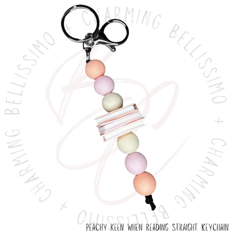 Peachy Keen When Reading Straight Keychain