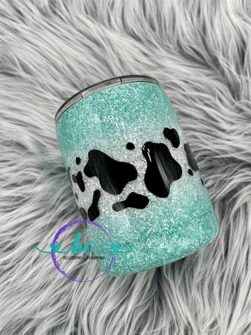 Cow Print Glitter Tumbler