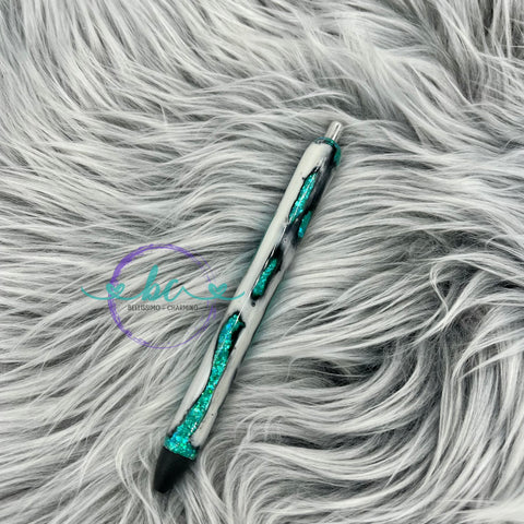 Teal Geode Glitter Pen